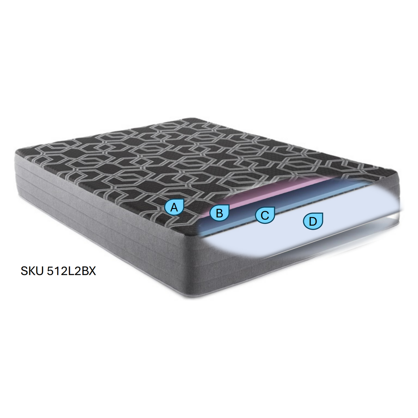 Foam Mattress in a Box Made in the USA | Black and Gray Cooling Mattress | 12-Inch Firm