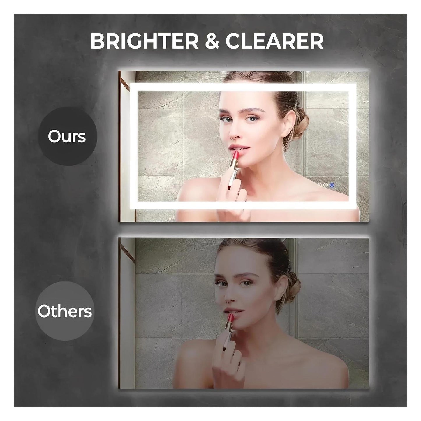 Center Glow LED Bathroom Mirror - 24 x 32 - Adjustable Brightness and Color Temperature - Anti-Fog