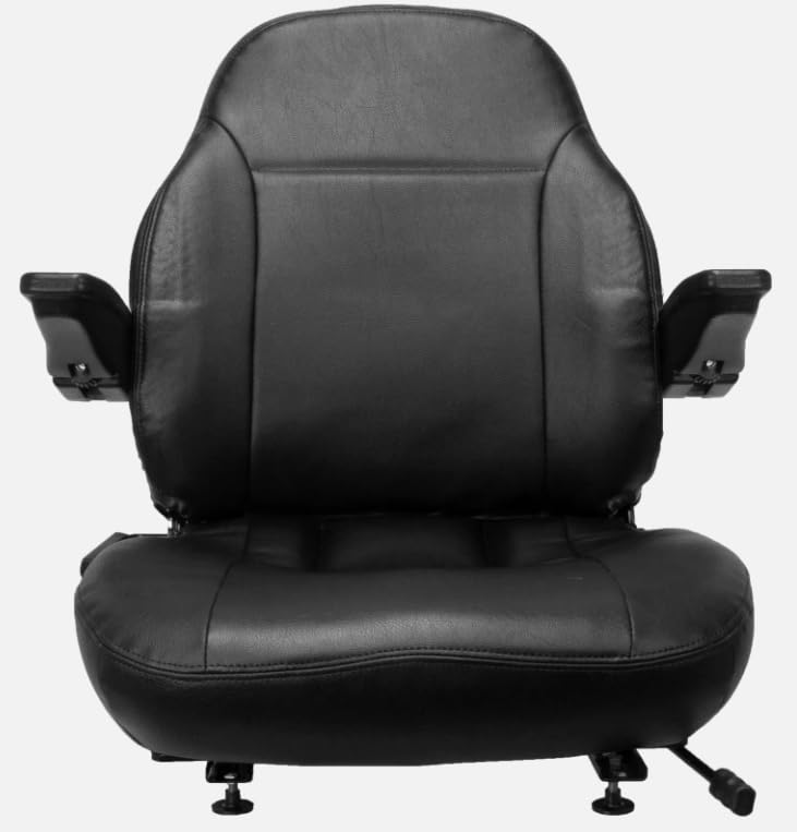 Zero Turn Lawn Mower Seat; Replacement Seat for Tractors, Fork Lifts, Skid Steers, UTV's, etc.; 25" H x 21.5" W x 24" D; Universal Slide System; Black; SU-440002BK