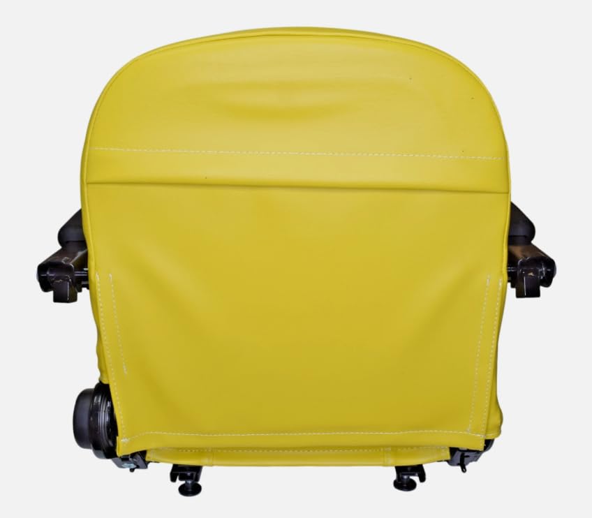 Replacement Seat for Zero Turn Lawn Mowers, Tractors, & Skid Steers with Armrests & Sildes; OEM Style; Yellow; Compatible with Hustler, John Deere, Caterpillar, Case, Bobcat, Gravely, Cub Cadet, SCAG