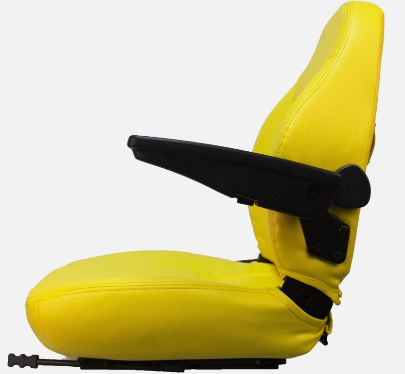 Zero Turn Lawn Mower Seat; Replacement Seat for Tractors, Fork Lifts, Skid Steers, UTV's, etc.; 25" H x 21.5" W x 24" D; Universal Slide System; Yellow; SU-440002YE