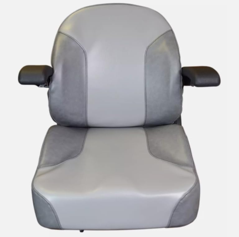 Lawn Mower & Zero Turn Mower Seat with Armrests; Compatible with Husqvarna, Hustler, Jacobsen, John Deere, Kubota, Mustang, New Holland, SCAG, Simplicity, Walker, Woods; Gray