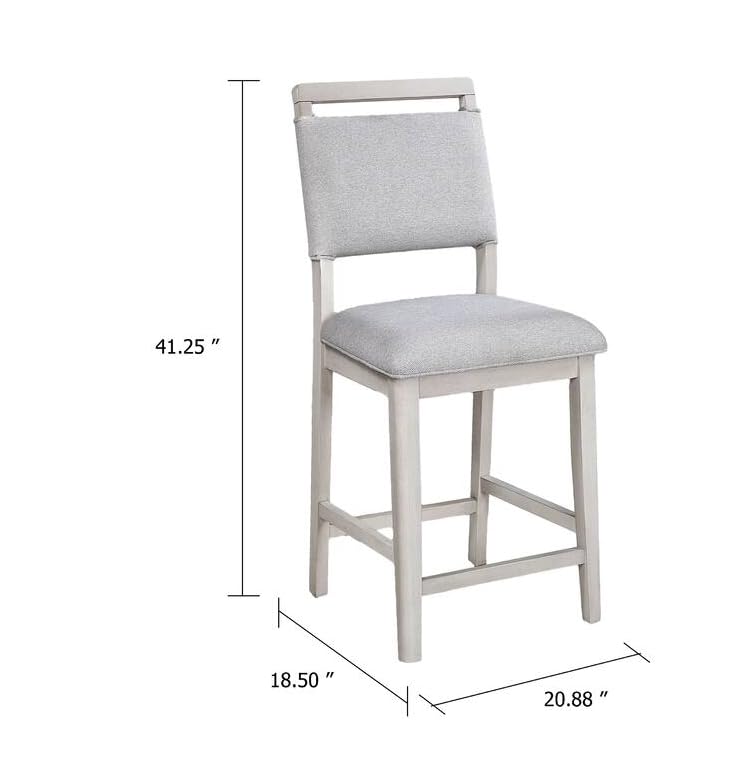 Round Counter Height Table and 4 Chairs | 5-Piece Set | White & Soft Gray