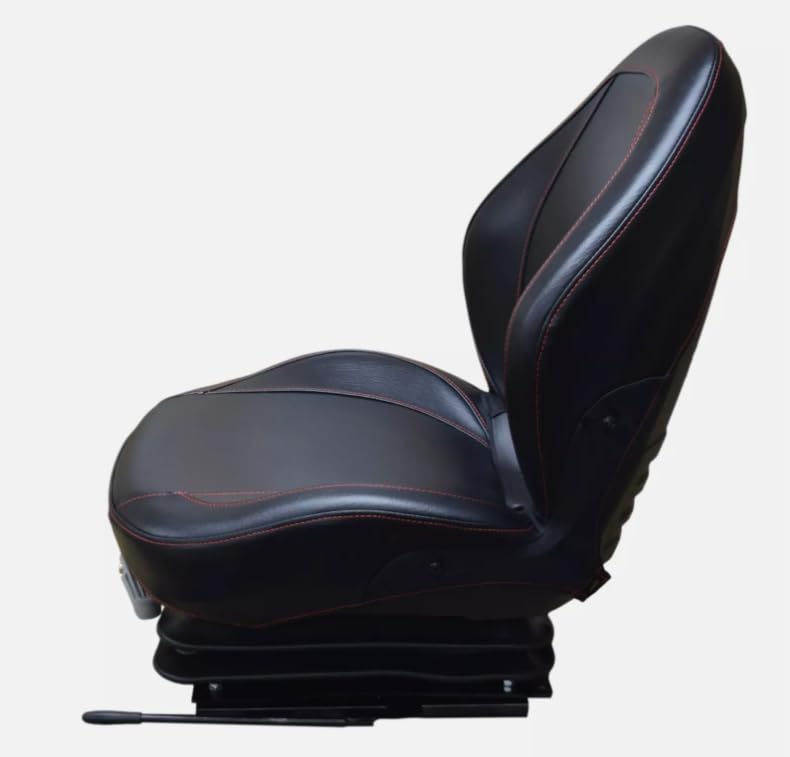 Skid Steer, Mower, Tractor Seat Replacement with Suspension; Black; Compatible with Bad Boy, Bobcat, Case, Caterpillar, Dixie Chopper, Dixon, Gravely, Hustler, Kubota, New Holland, & Woods