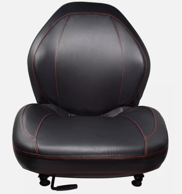 Replacement Seat with Slides for Skid Steers, Backhoe Loaders, Trenchers, Telehandlers, Excavators, Rollers, etc.; Compatible with John Deere, Bobcat, Case, Daewoo, Caterpillar, Ditch With, Dynapac