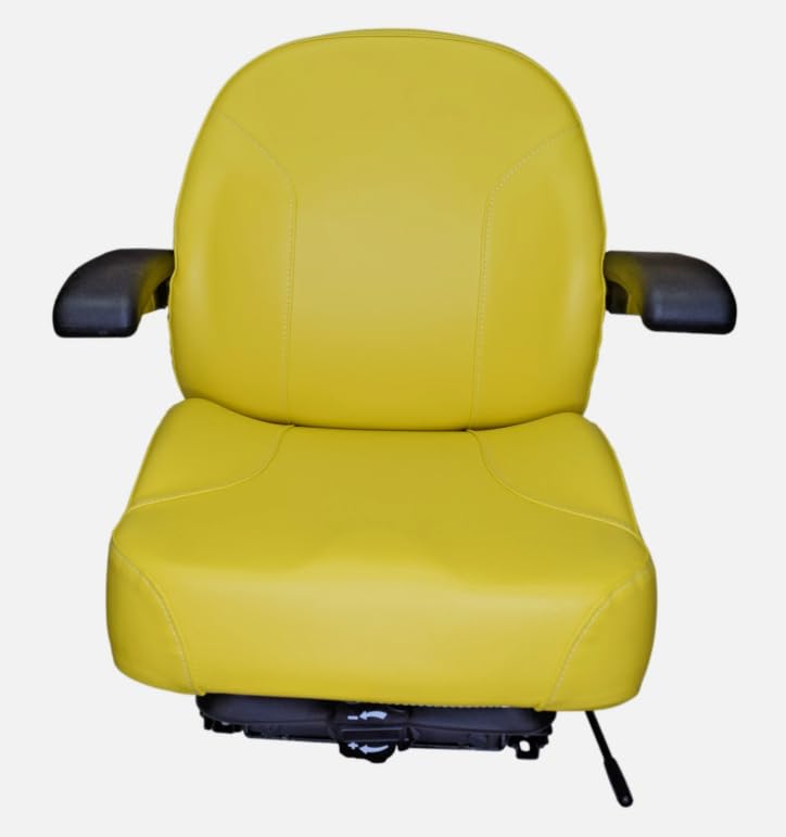 Yellow Replacement Seat with Suspension for Zero Turn Mowers, Tractors, & Skid Steers; Armrests & Sildes; OEM Styling; Compatible with Hustler, John Deere, Caterpillar, Case, Gravely, Cub Cadet, etc