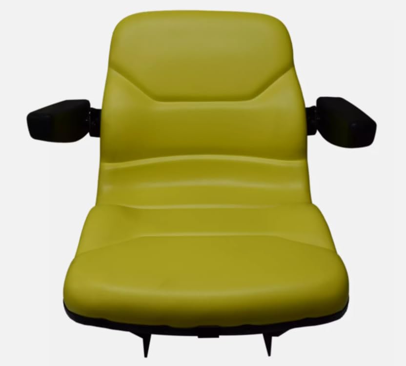 Tractor Seat with Flip-Up Bracket Compatible with John Deere Tractor Models: 650, 750, 850, 900HC, 950, 1050; Replaces JD part number CH16115; Yellow; 108000YE+901007