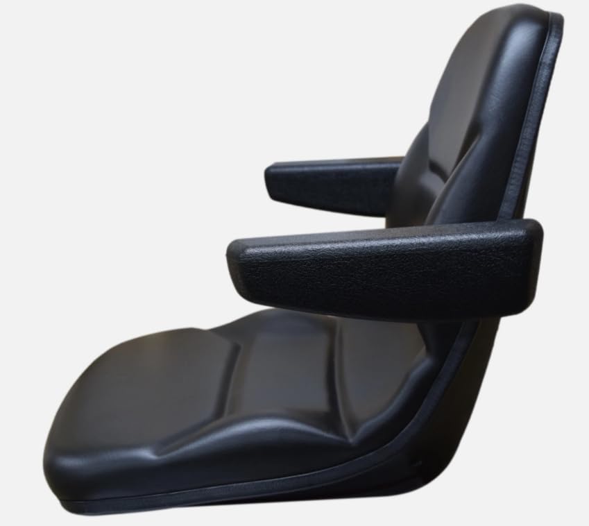 Replacement Lawn Mower Seat with Arm Rests | Black Zero Turn Mower Seat Compatible with Walker, AGCO, Cub Cadet, etc