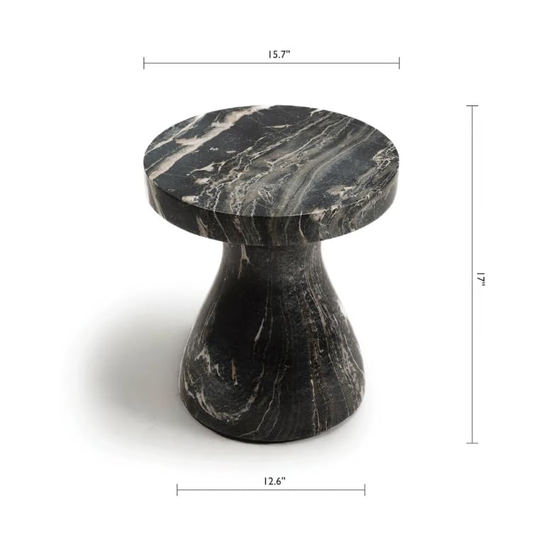 Modern Faux Marble End Table for Indoor and Outdoor | Weatherproof | 17'' H x 16.0'' W x 16.0'' D