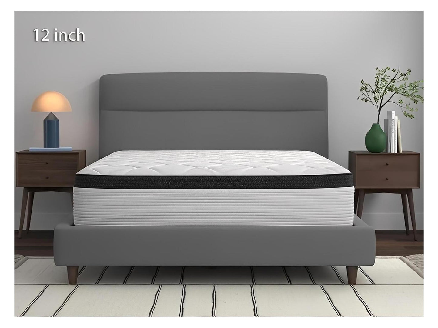 Spring Cream White Luxury Hybrid Mattress, Euro-Top | Made in The USA | Cooling Gel Memory Foam