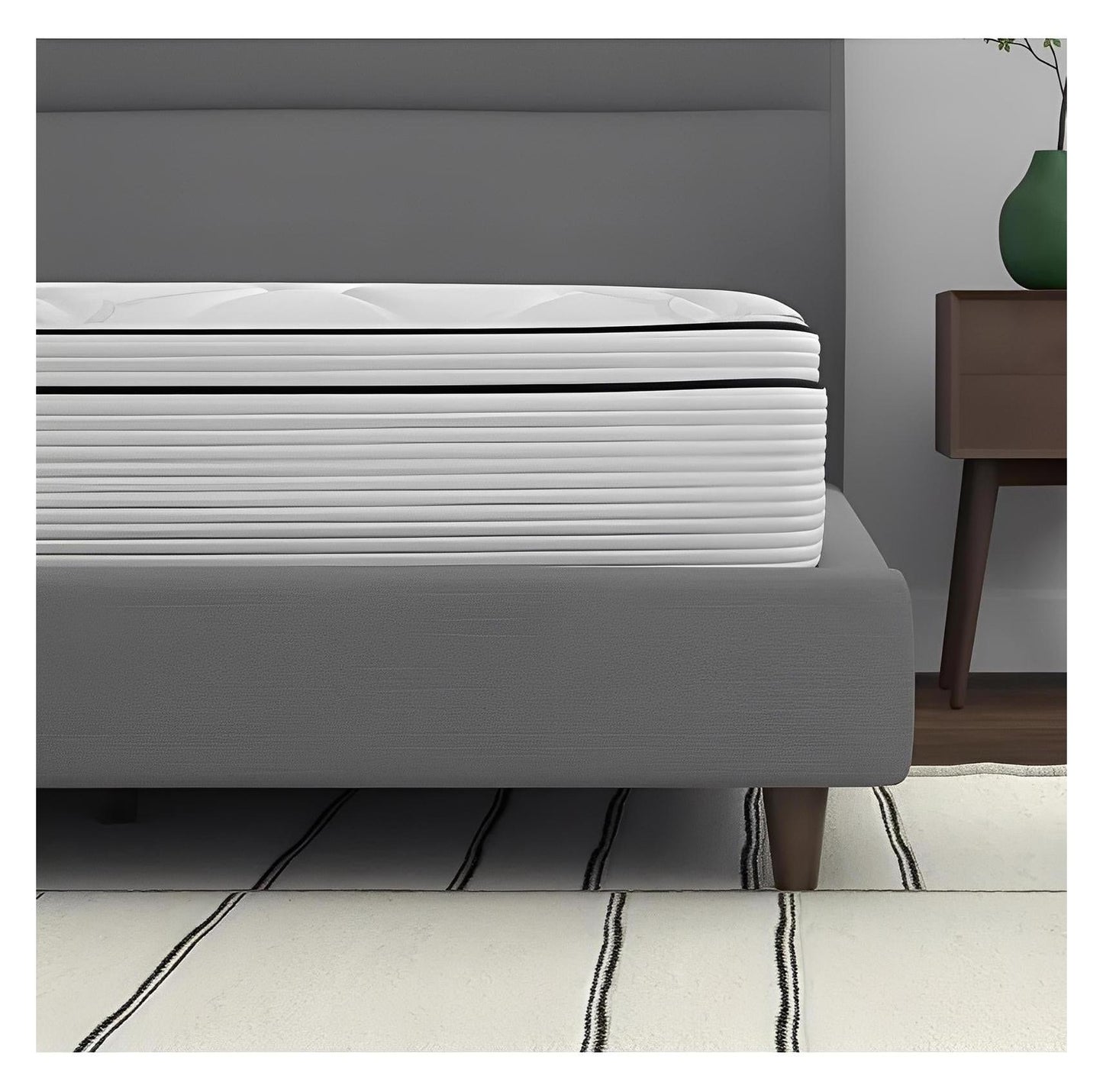 Spring Cream White Luxury Hybrid Mattress, Euro-Top | Made in The USA | Cooling Gel Memory Foam