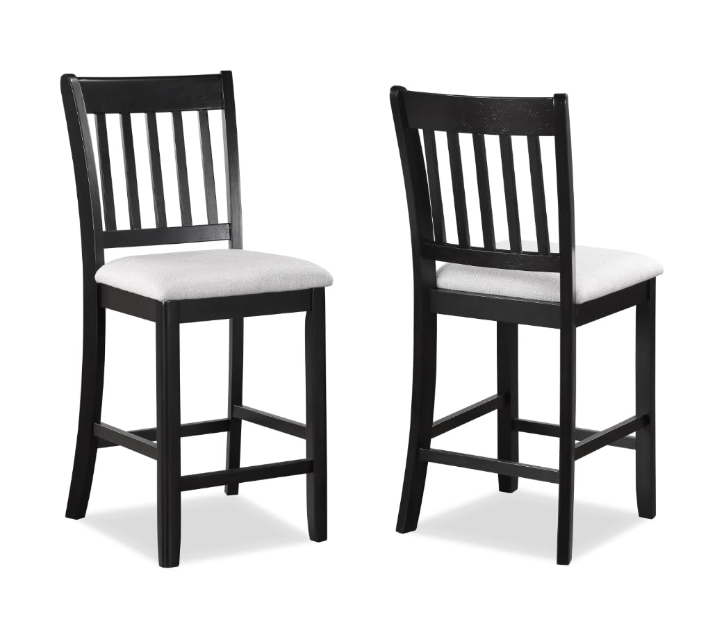 Counter Height Table and 4 Chairs | 5-Piece Set | Black & White