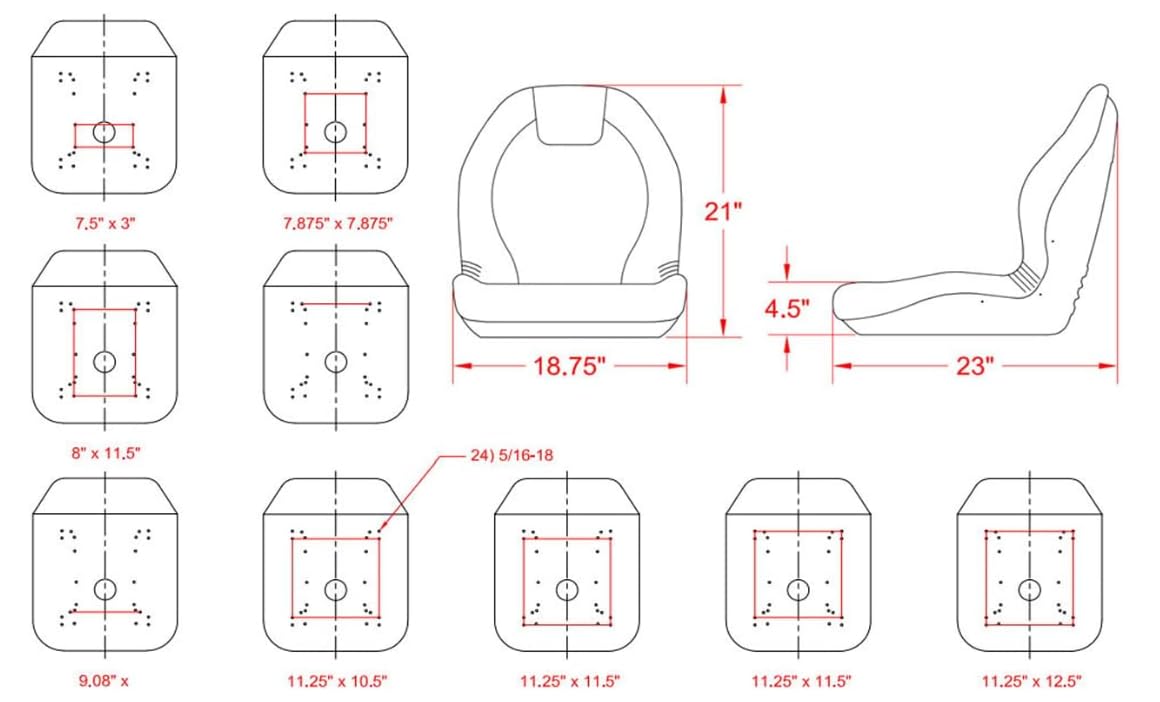 Lawn Mower Seat; Replacement Seat for Tractors, Skid Steers. UTV's, etc.; Waterproof; 21" H x 18.75" W x 23" D; Yellow; blow-molded industrial shell; Drilling May Be Required; 149000YE