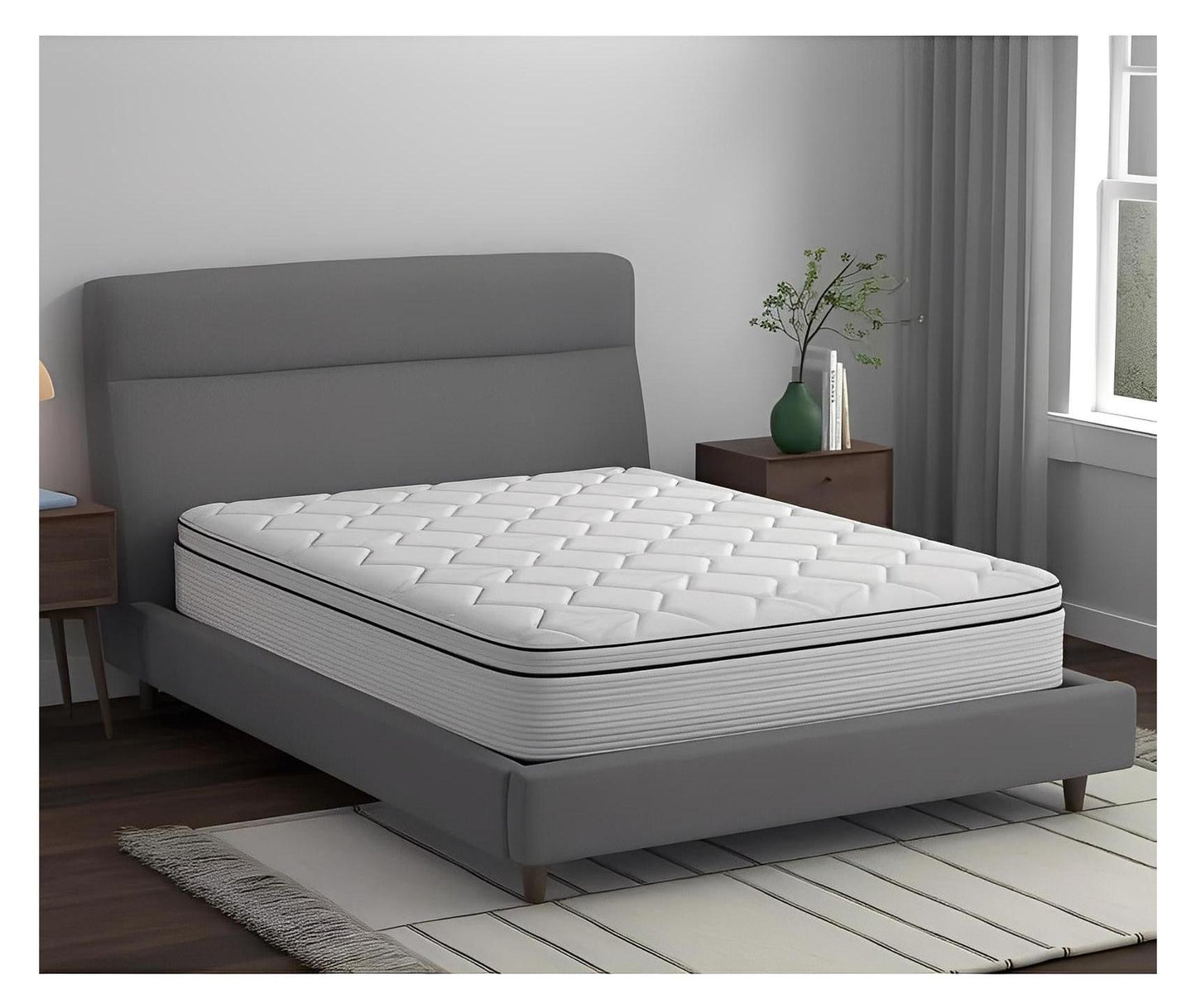 Spring Cream White Luxury Hybrid Mattress, Euro-Top | Made in The USA | Cooling Gel Memory Foam