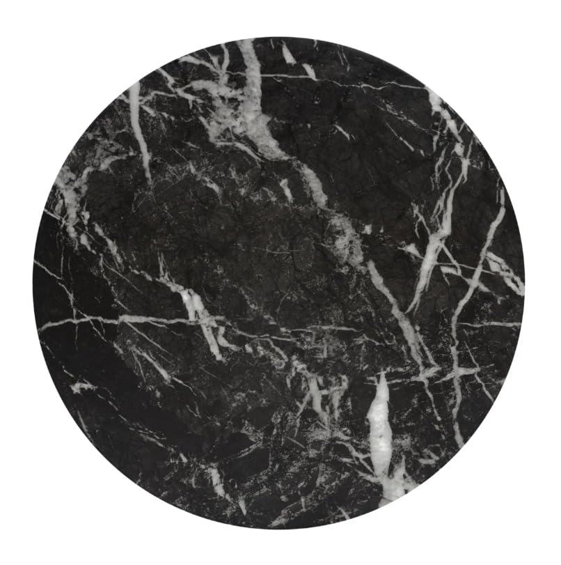 Modern End Table – Reinforced Resin with Faux Marble Finish – Round Side Table - Weatherproof | 19'' H X 17.5'' W X 17.5'' D