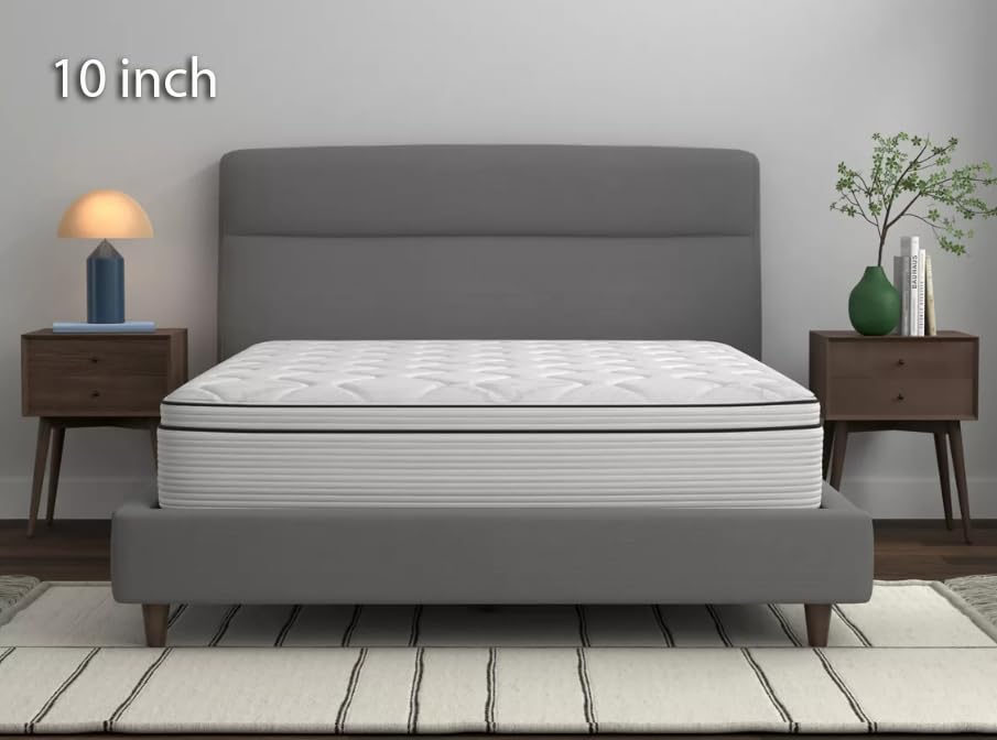 Spring Cream White Luxury Hybrid Mattress, Euro-Top | Made in The USA | Cooling Gel Memory Foam
