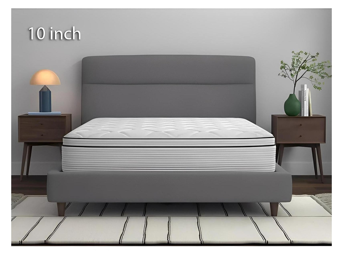 Spring Cream White Luxury Hybrid Mattress, Euro-Top | Made in The USA | Cooling Gel Memory Foam