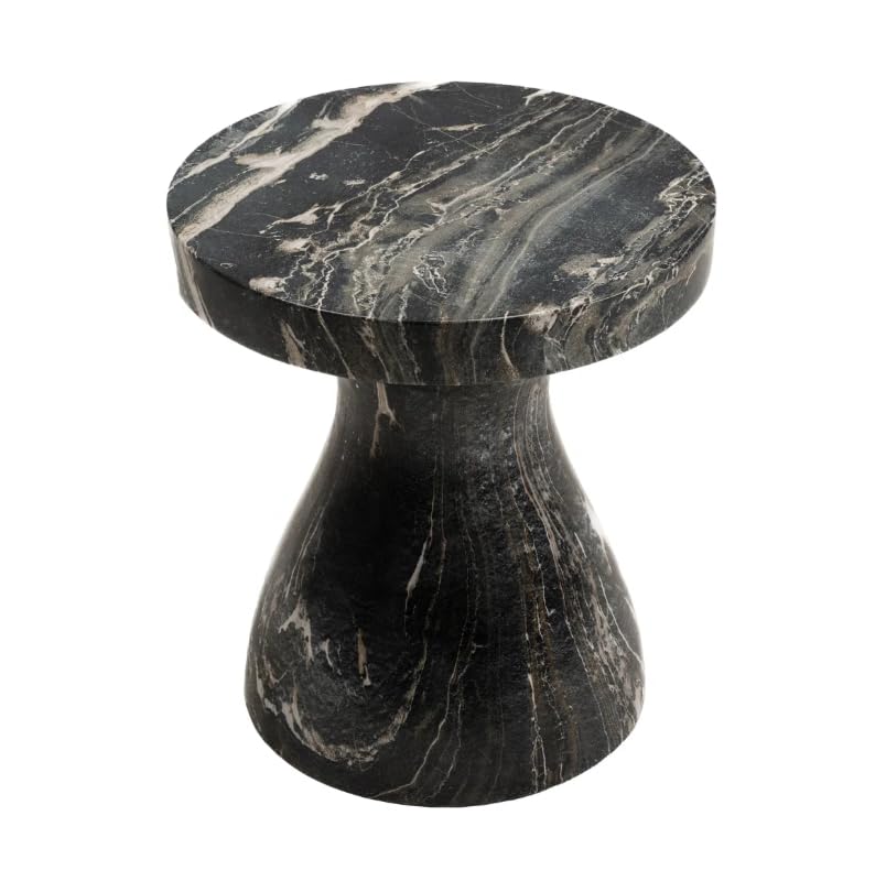 Modern Faux Marble End Table for Indoor and Outdoor | Weatherproof | 17'' H x 16.0'' W x 16.0'' D