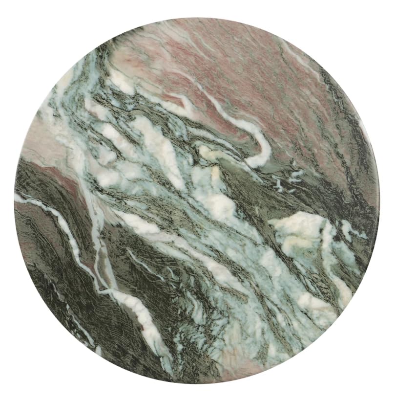 Modern End Table – Reinforced Resin with Faux Marble Finish – Round Side Table - Weatherproof | 19'' H X 17.5'' W X 17.5'' D