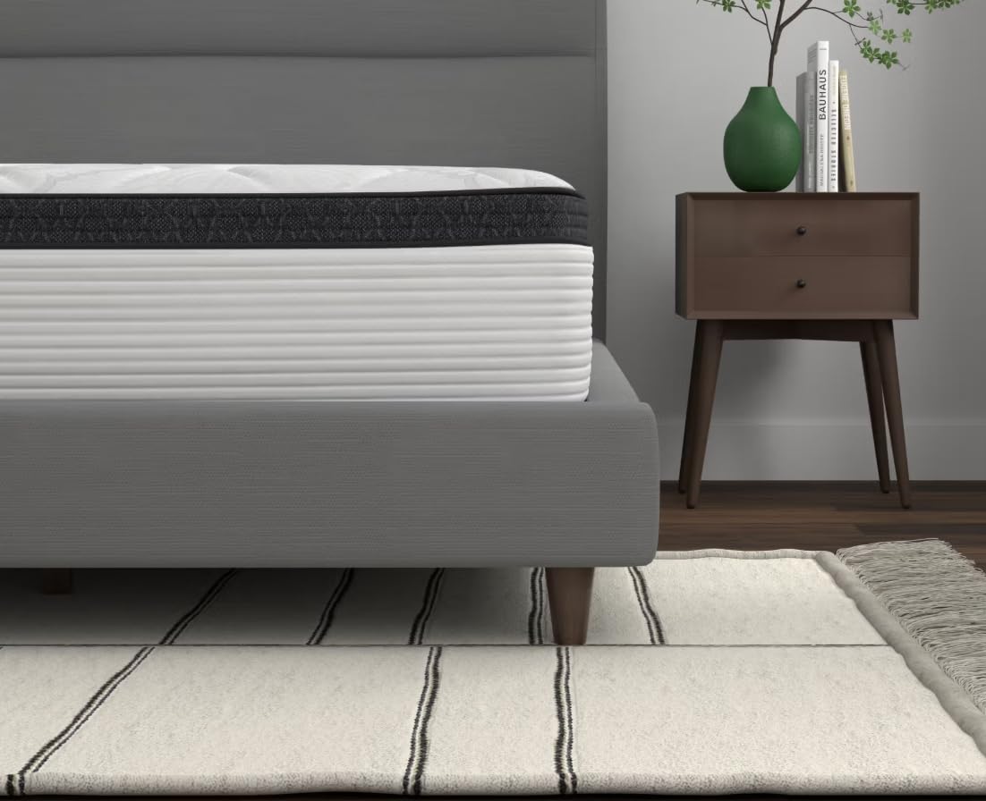 Spring Cream White Luxury Hybrid Mattress, Euro-Top | Made in The USA | Cooling Gel Memory Foam