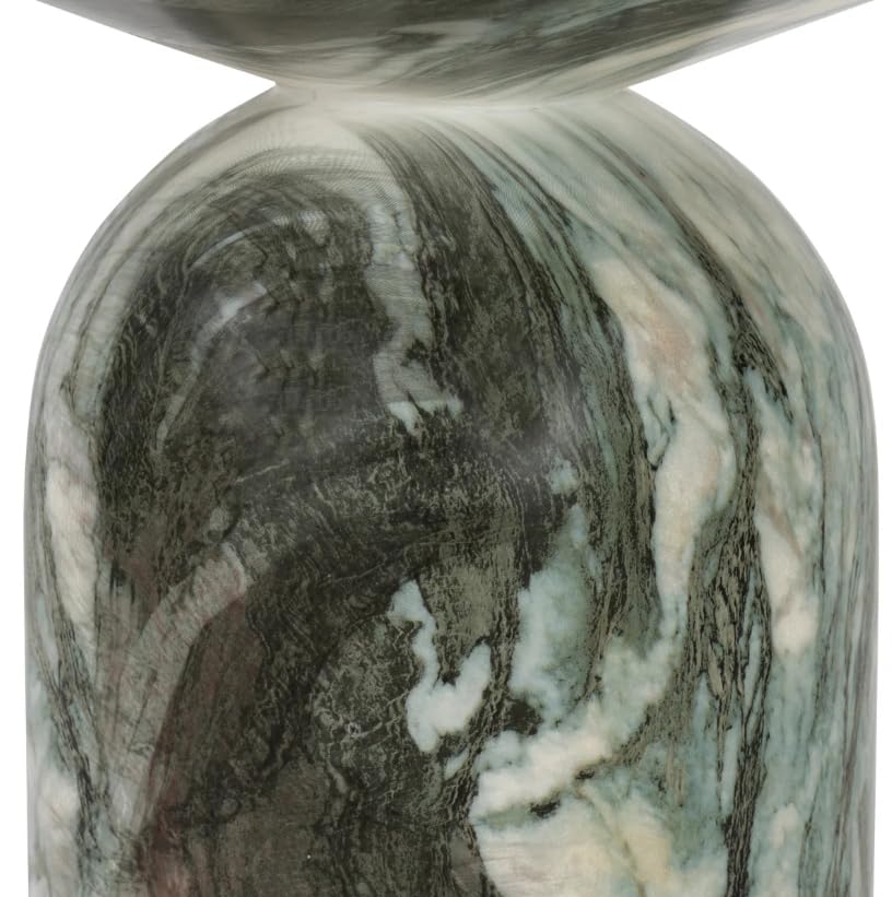 Modern End Table – Reinforced Resin with Faux Marble Finish – Round Side Table - Weatherproof | 19'' H X 17.5'' W X 17.5'' D