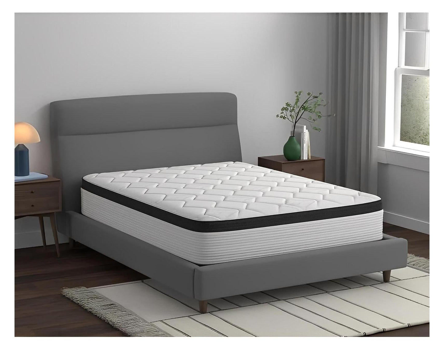 Spring Cream White Luxury Hybrid Mattress, Euro-Top | Made in The USA | Cooling Gel Memory Foam