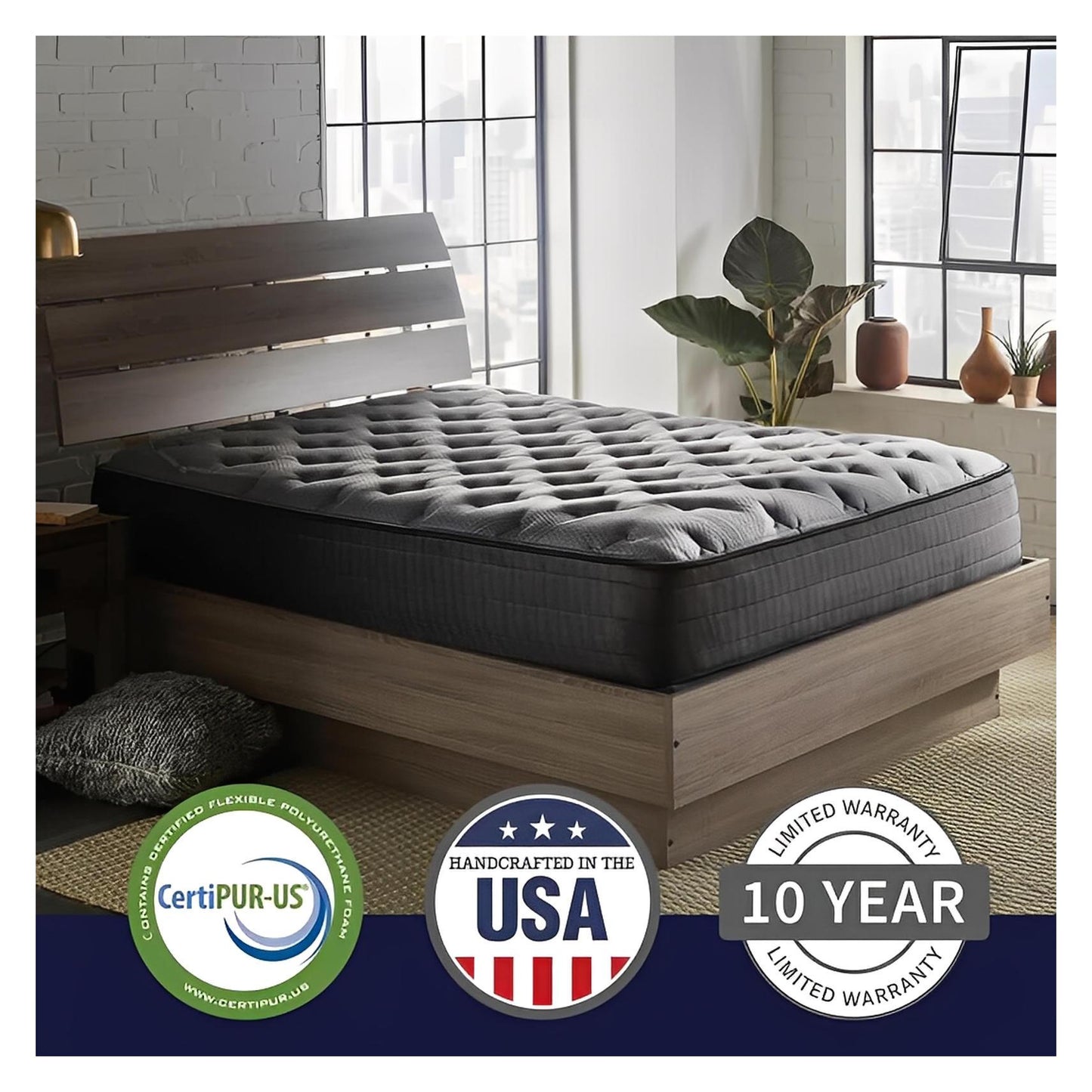 Gray Iris Luxury Hybrid 12 inch Mattress | Made in the USA