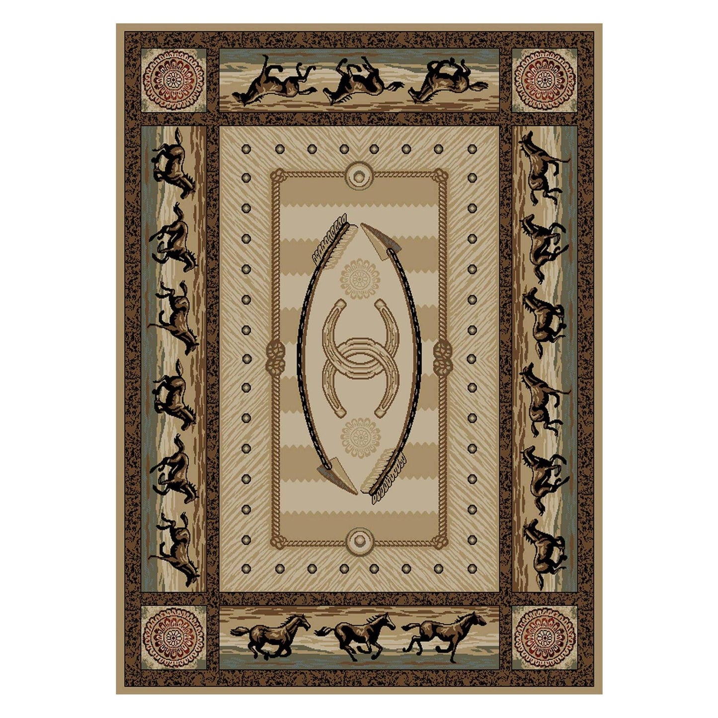 American Destinations Cheyenne Multi 7'10" Round Area Rug | 100% Polypropylene | Machine Loomed | 10 mm pile height