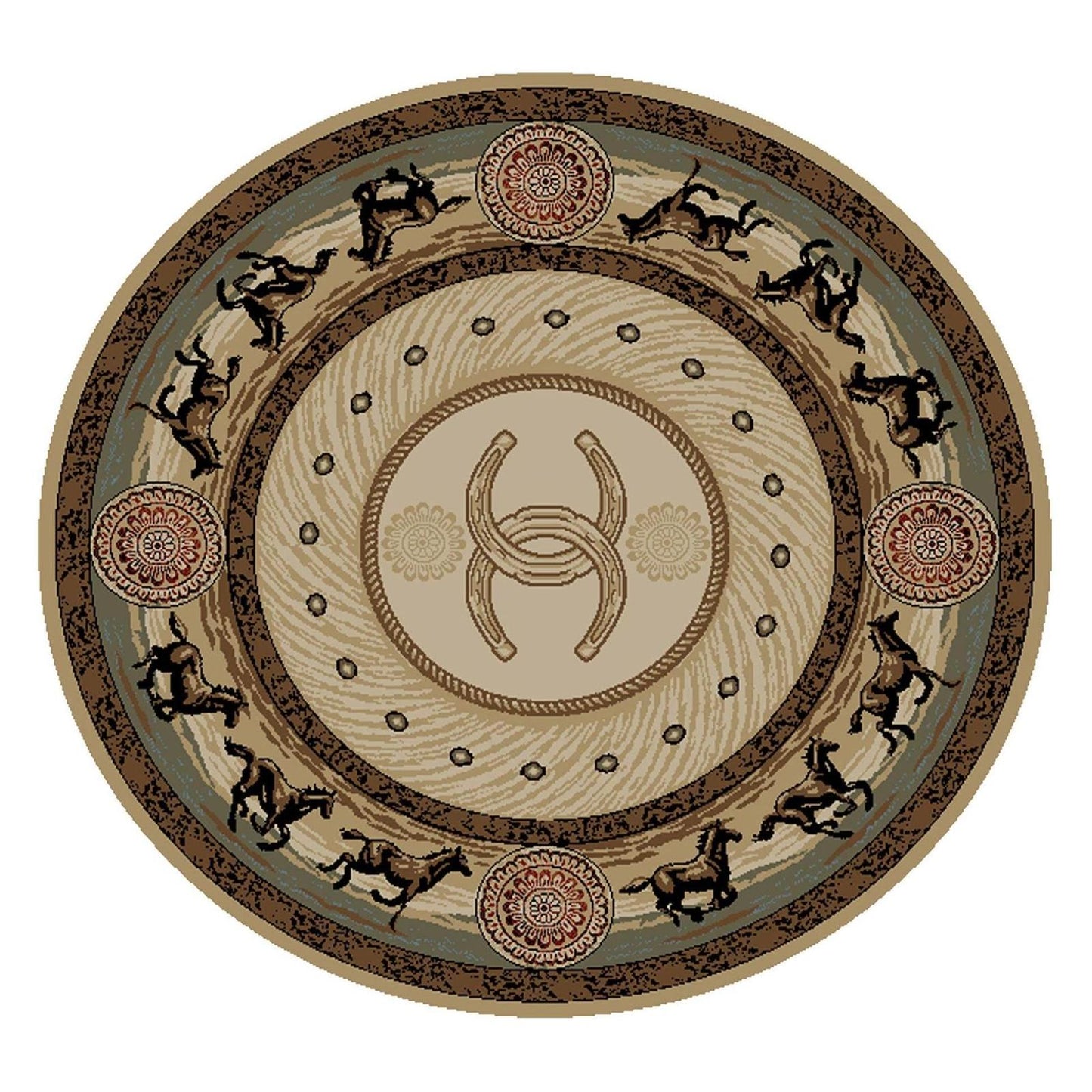 American Destinations Cheyenne Multi 5'3" Round Area Rug | 100% Polypropylene | Machine Loomed | 10 mm pile height