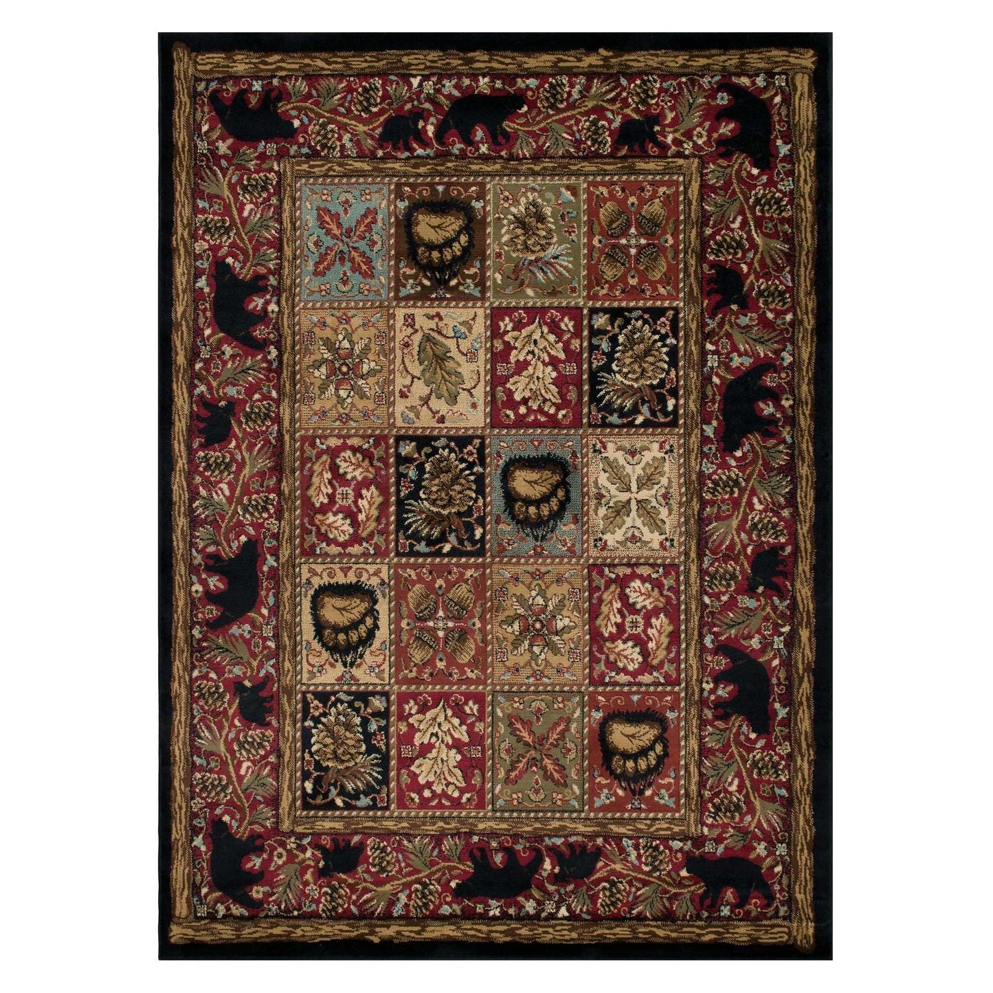 American Destinations Masters Lodge Ebony 7'10"x9'10" Area Rug | 100% Polypropylene | Machine Loomed | 10 mm pile height