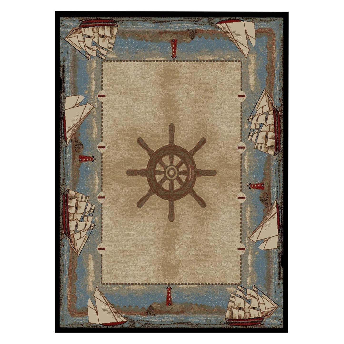 American Destinations Key West Multi 7'10"x9'10" Area Rug | 100% Polypropylene | Machine Loomed | 10 mm pile height