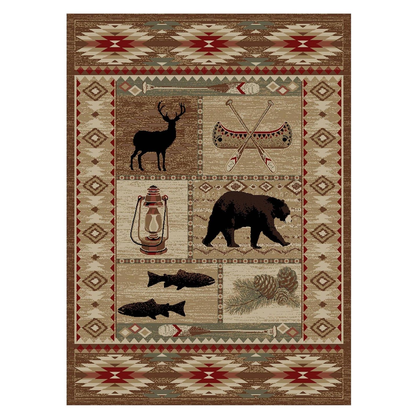 American Destinations River Camp Multi 7'10"x9'10" Area Rug | 100% Polypropylene | Machine Loomed | 10 mm pile height
