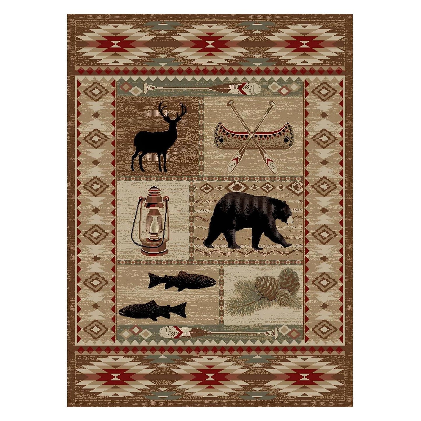 American Destinations River Camp Multi 2'3"x3'3" Area Rug | 100% Polypropylene | Machine Loomed | 10 mm pile height