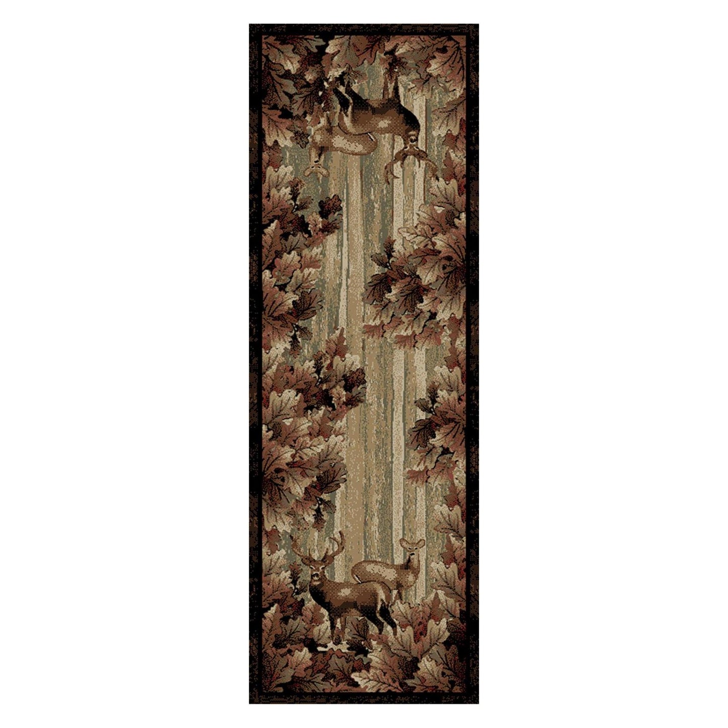 American Destinations Whitetail Woods Multi 5'3" Round Area Rug | 100% Polypropylene | Machine Loomed | 10 mm pile height