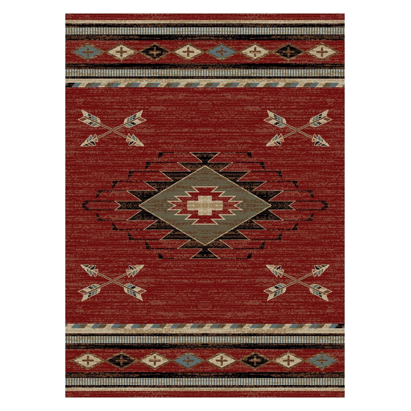 American Destinations Arrowhead Red 7'10"x9'10" Area Rug | 100% Polypropylene | Machine Loomed | 10 mm pile height