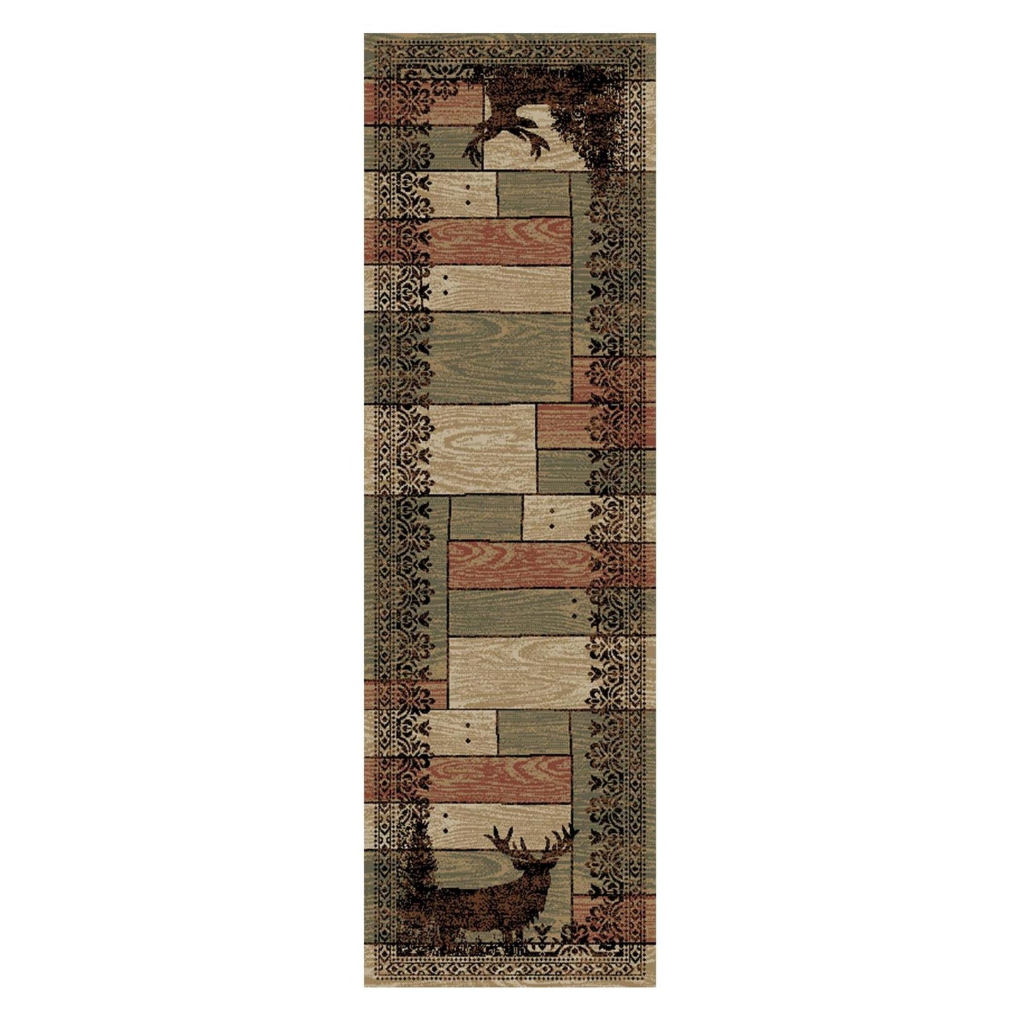 American Destinations Woodgrain Multi 7'10"x9'10" Area Rug | 100% Polypropylene | Machine Loomed | 10 mm pile height
