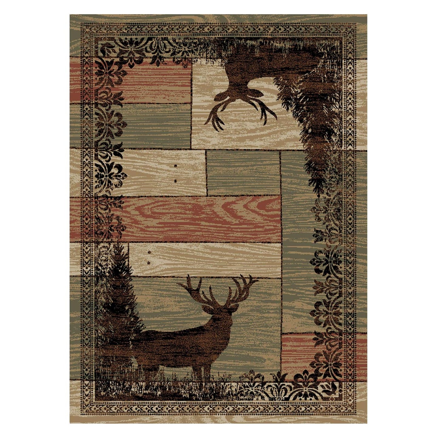 American Destinations Woodgrain Multi 7'10"x9'10" Area Rug | 100% Polypropylene | Machine Loomed | 10 mm pile height