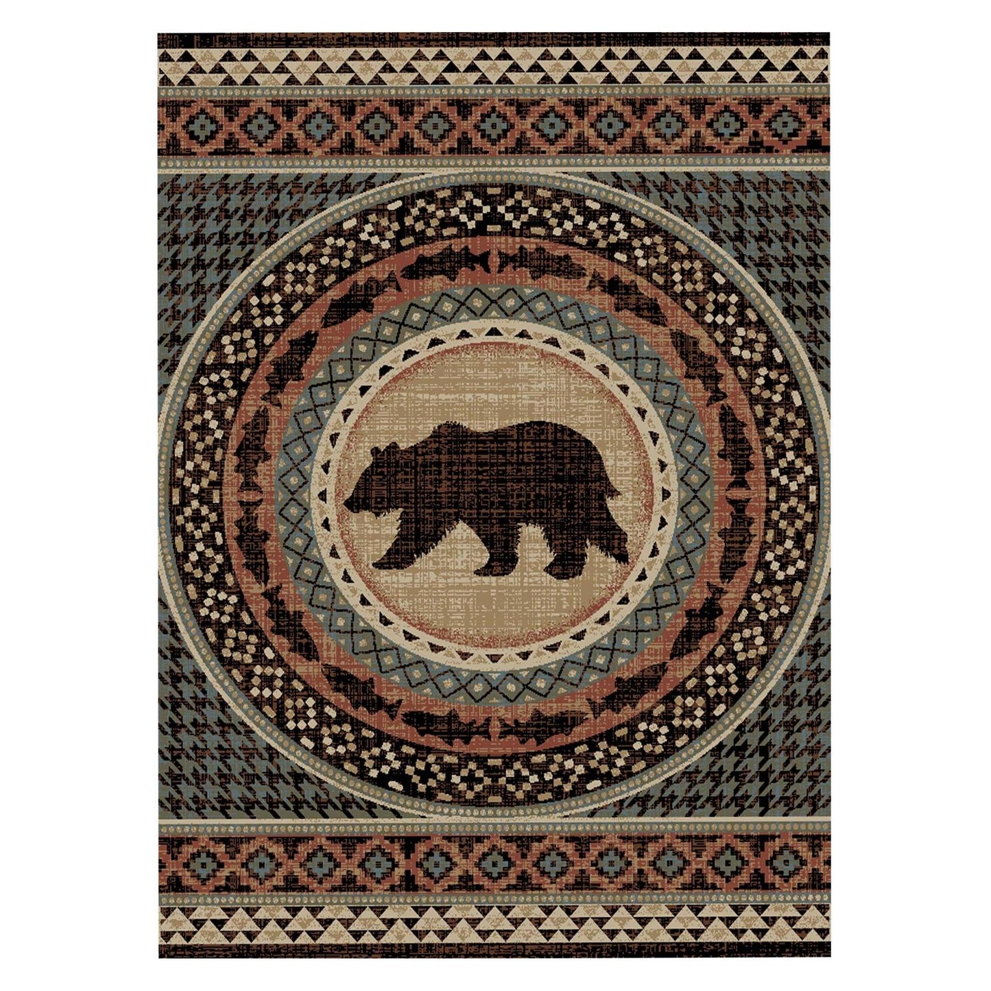 American Destinations Asheville Multi 7'10" Round Area Rug | 100% Polypropylene | Machine Loomed | 10 mm pile height