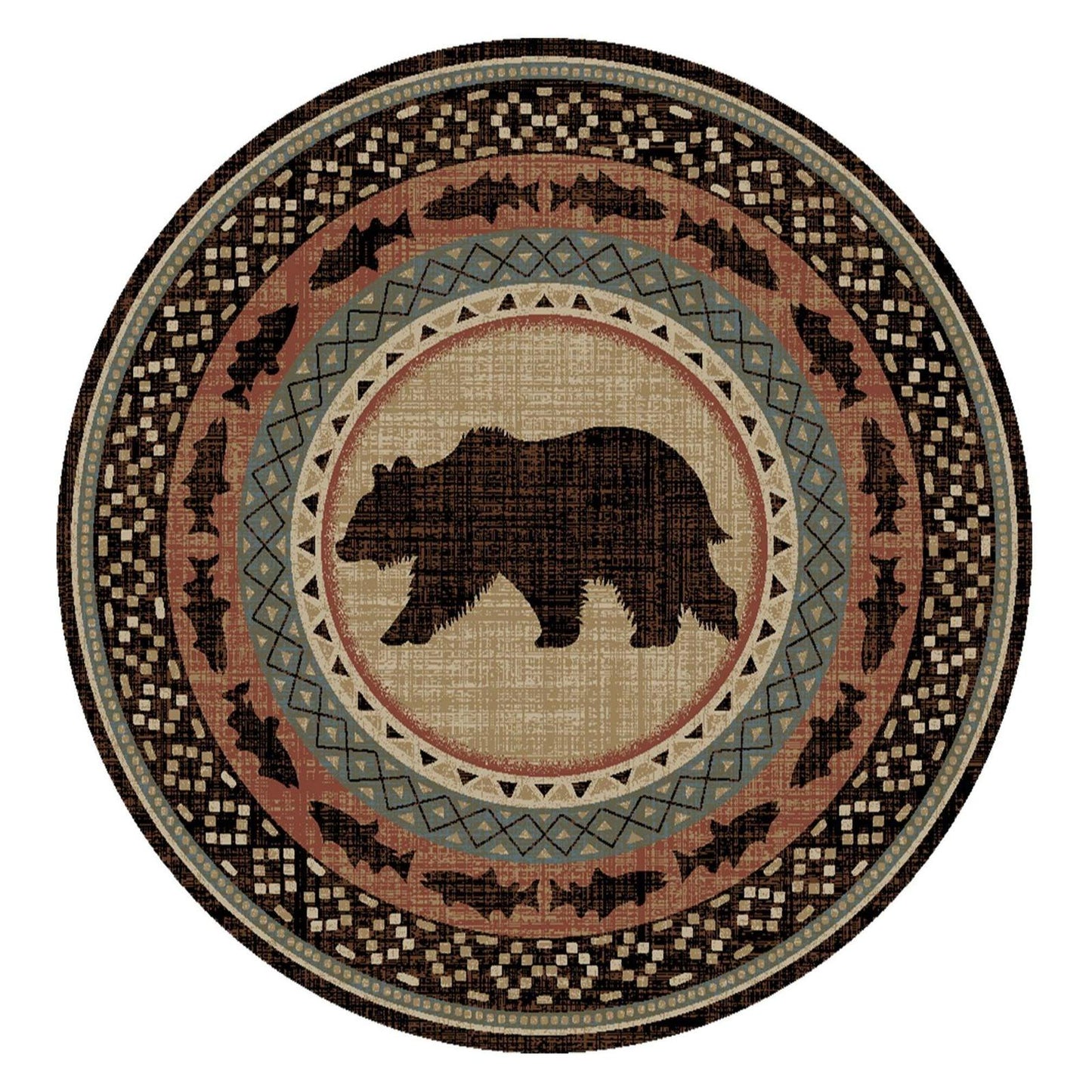 American Destinations Asheville Multi 5'3" Round Area Rug | 100% Polypropylene | Machine Loomed | 10 mm pile height