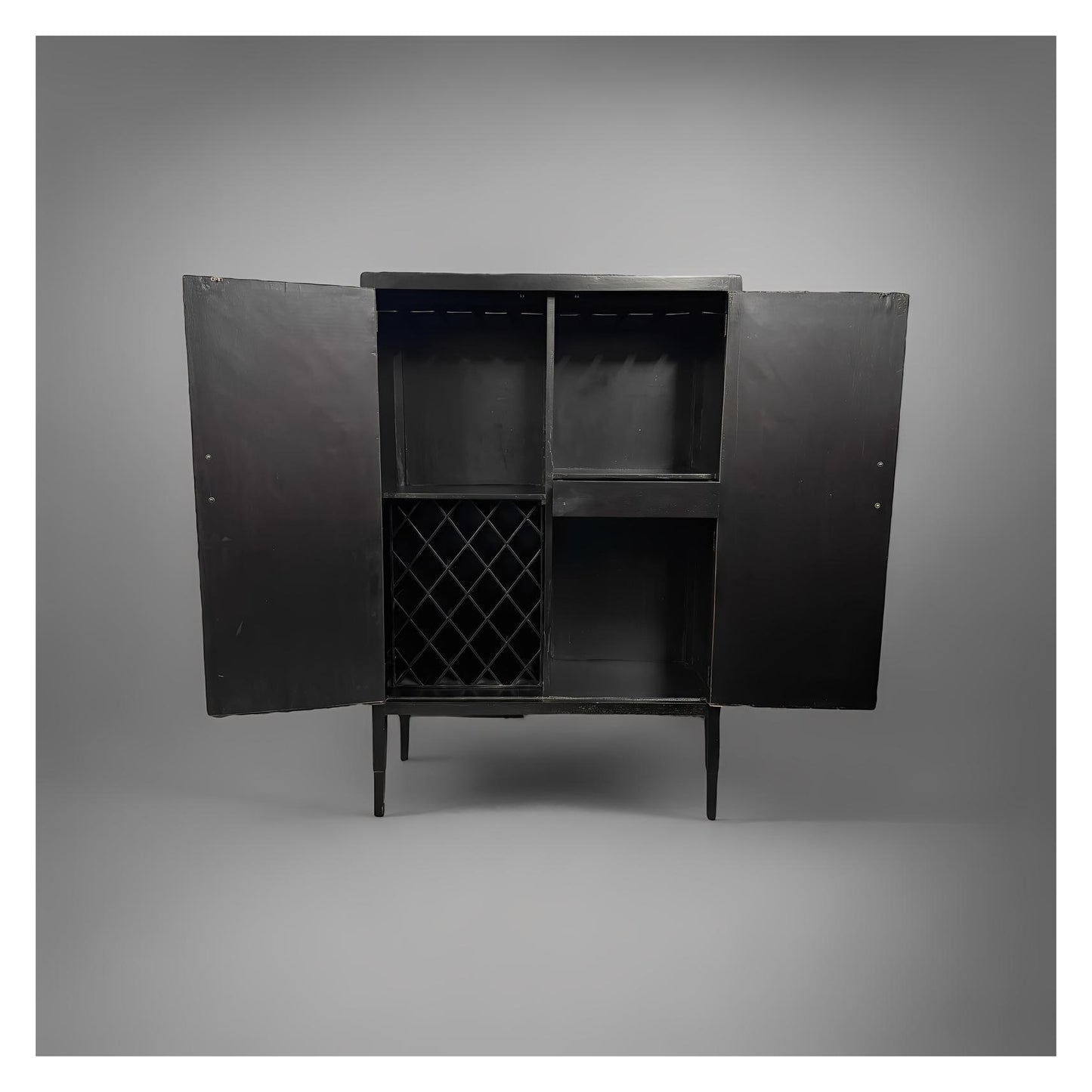 Saint-Anastaise Armoire, Wine Cabinet, Black, Includes Built-In Lattice Wine Rack