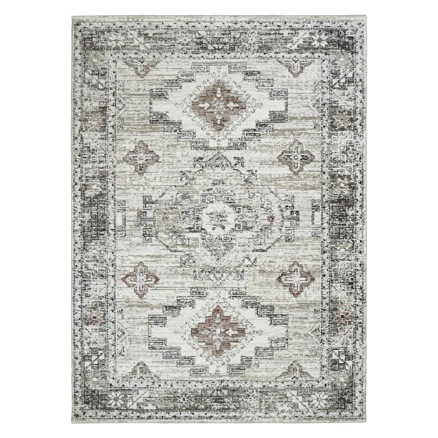 Athens Santana Ivory 7'10"x10'10" Polyester Machine Loomed Area Rug 12mm pile height