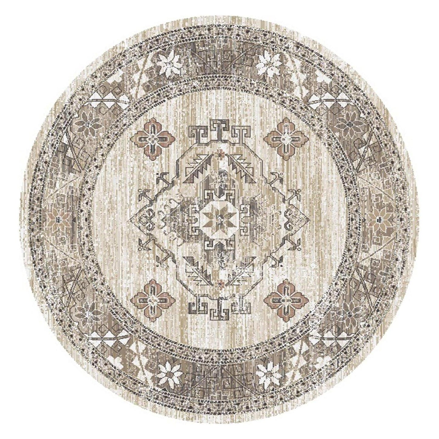 Athens Santana Ivory 7'10"x10'10" Polyester Machine Loomed Area Rug 12mm pile height