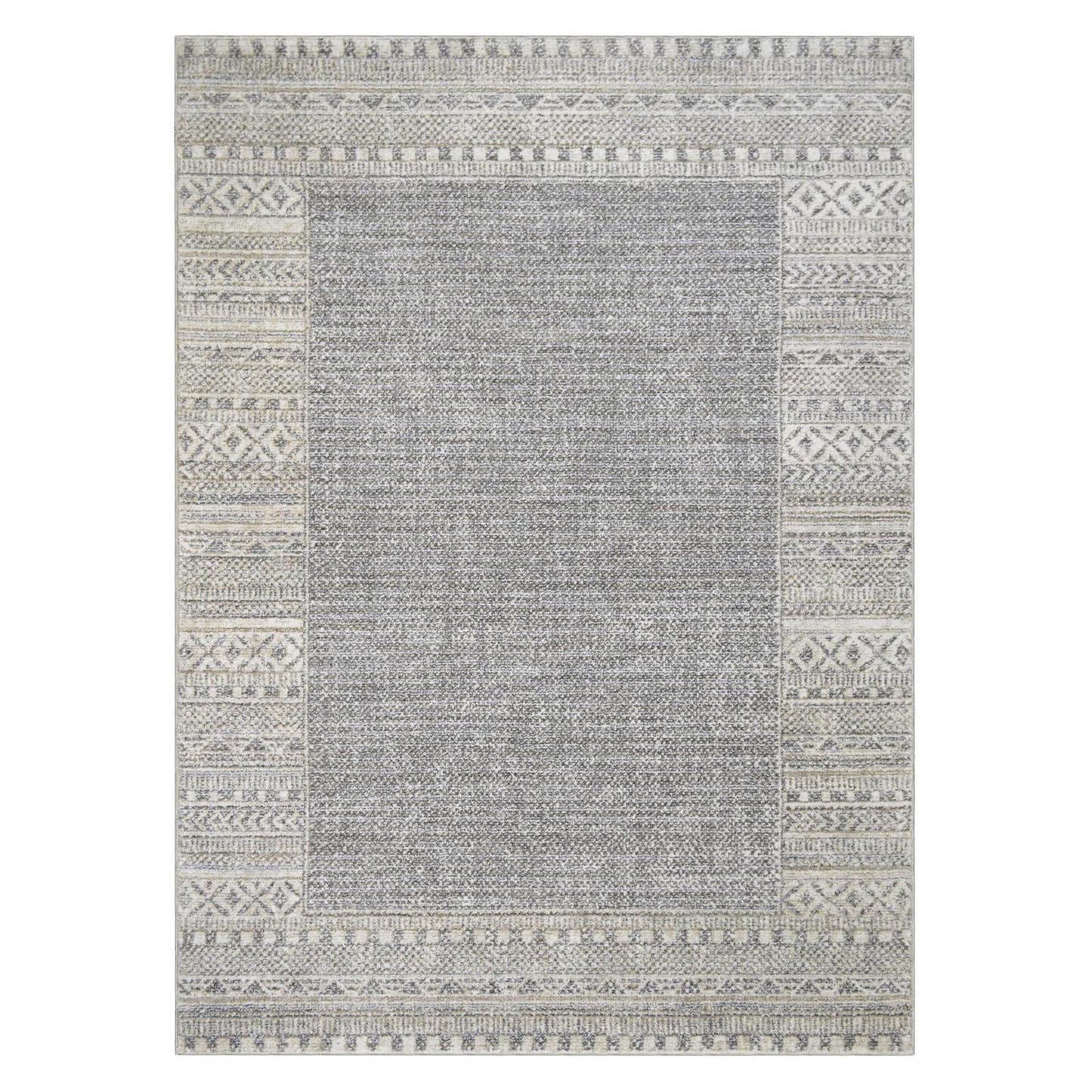 Athens Kavala Gray 7'10"x10'10" Polyester Machine Loomed Area Rug 12mm pile height