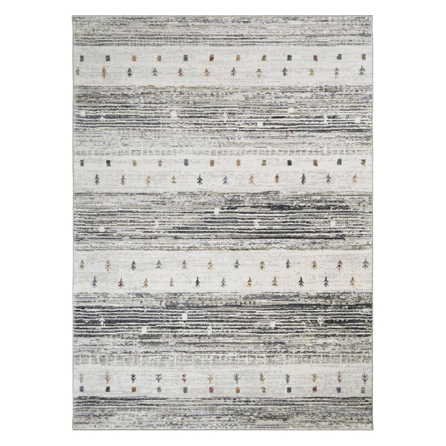 Athens Corinth Ivory 7'10"x10'10" Polyester Machine Loomed Area Rug 12mm pile height