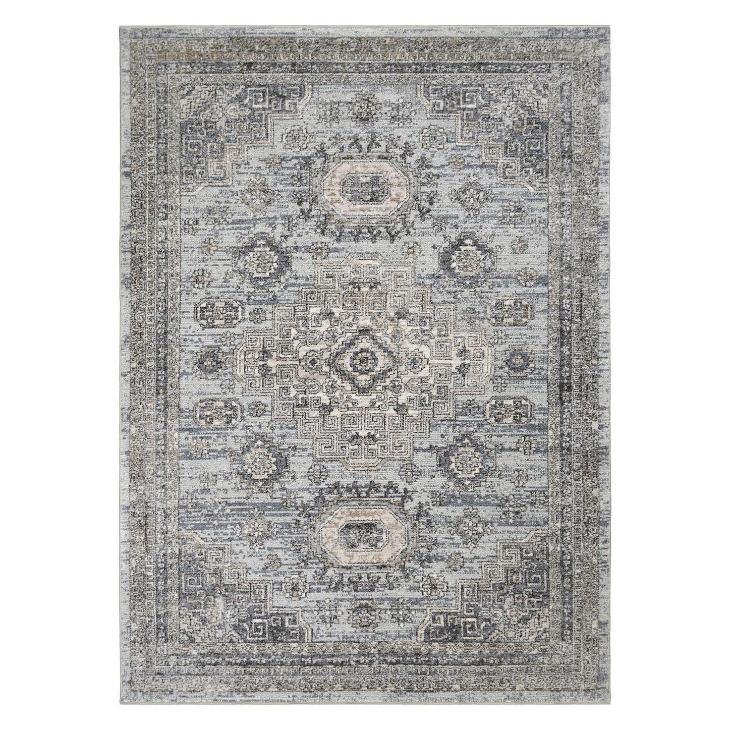 Athens Tripoli Blue 5'3"x7'10" Polyester Machine Loomed Area Rug 12mm pile height