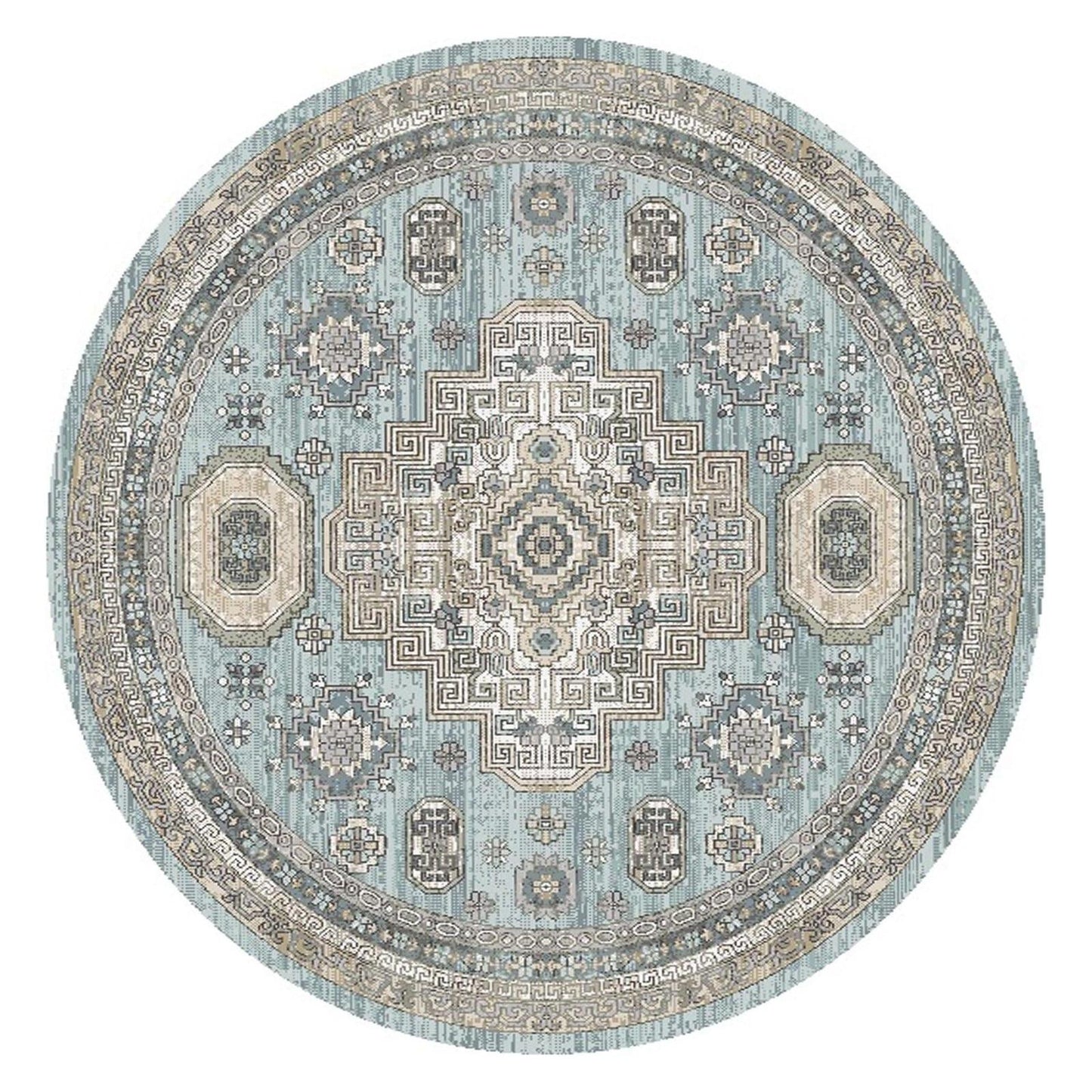 Athens Tripoli Blue 5'3"x7'10" Polyester Machine Loomed Area Rug 12mm pile height