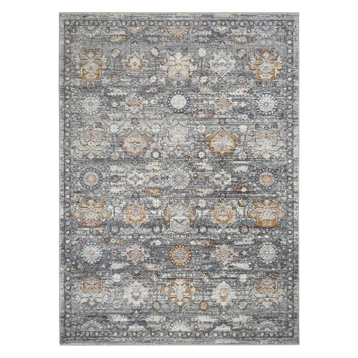 Athens Larissa Gray 7'10" Round Polyester Machine Loomed Area Rug 12mm pile height