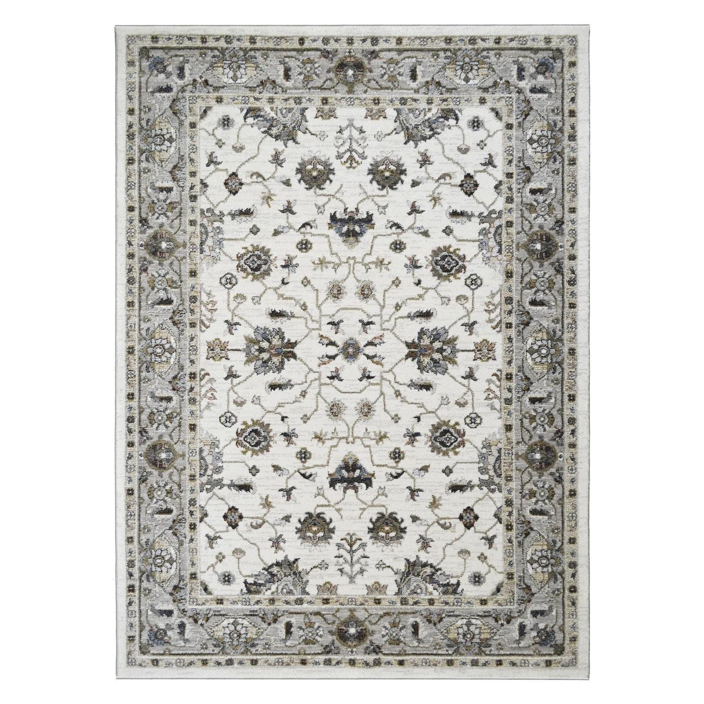 Athens Thessalonica Ivory 5'3"x7'10" Polyester Machine Loomed Area Rug 12mm pile height