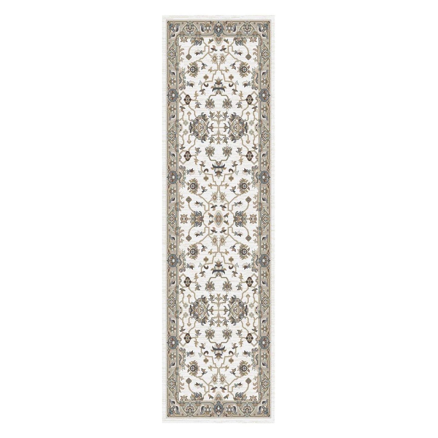 Athens Thessalonica Ivory 5'3" Round Polyester Machine Loomed Area Rug 12mm pile height