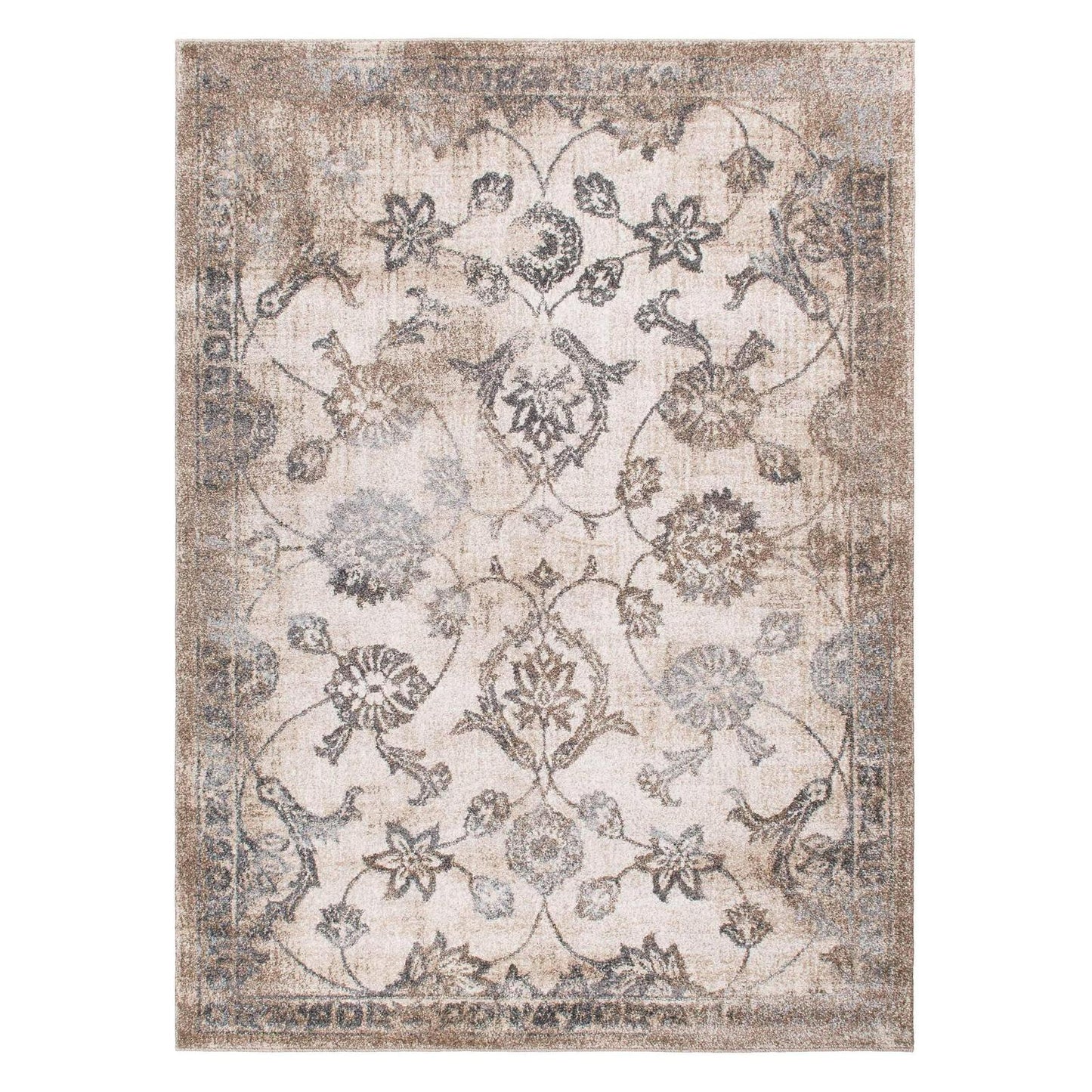 Augusta Evelyn Antique 5'3"x7'3" 100% Freize Polypropylene Machine Loomed Area Rug 9mm pile height